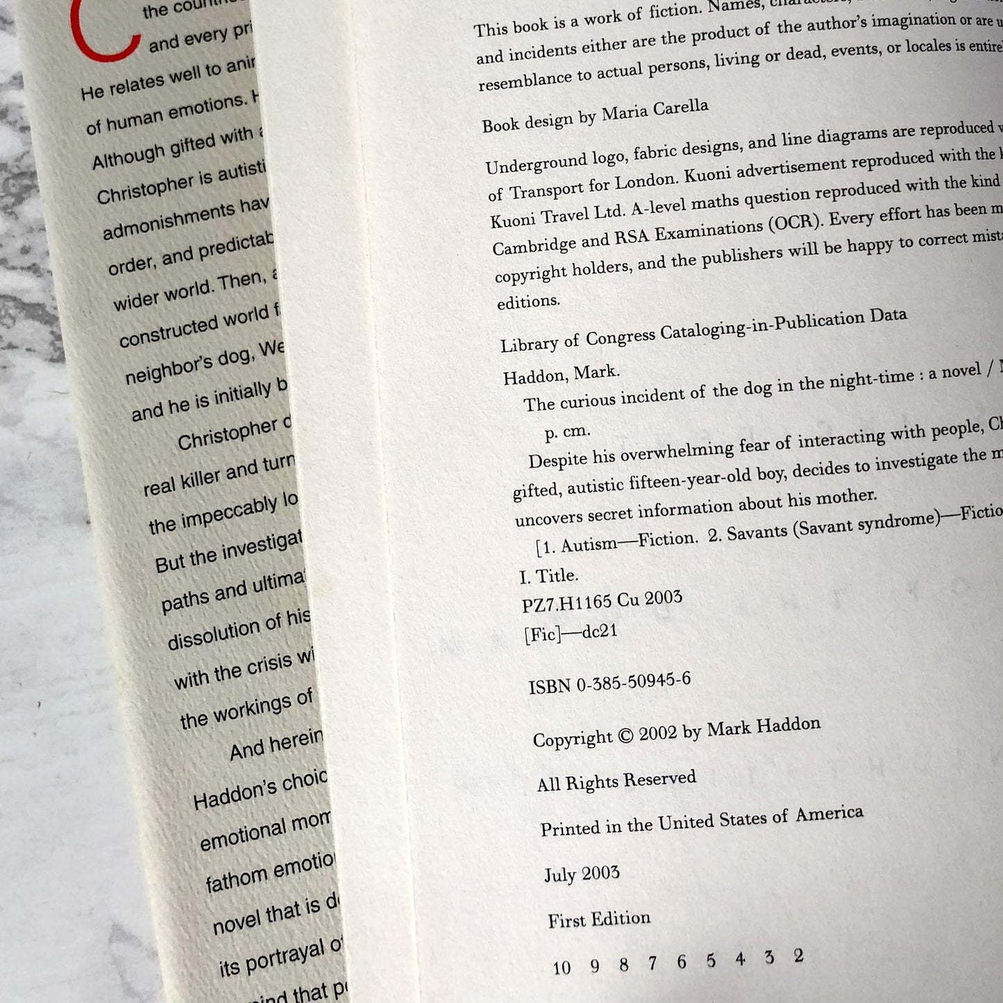 The Curious Incident of the Dog in the Night-Time by Mark Haddon [U.S. FIRST EDITION]