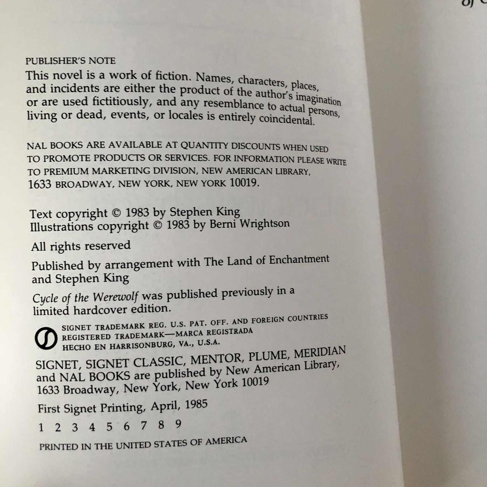 Cycle of the Werwolf by Stephen King [FIRST EDITION] - Bookshop Apocalypse