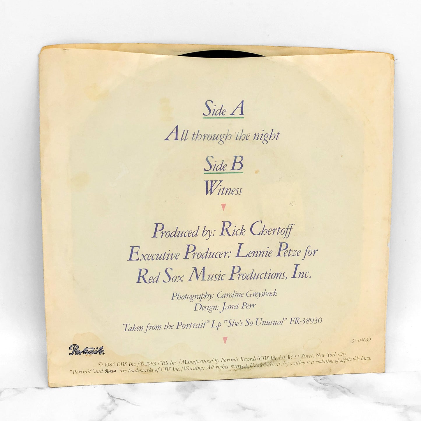 Cyndi Lauper - All Through The Night [7" VINYL SINGLE] 1986 • Portrait