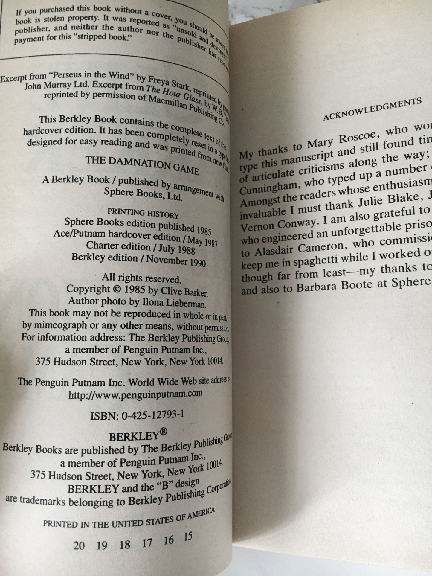 The Damnation Game by Clive Barker [1990 PAPERBACK] - Bookshop Apocalypse