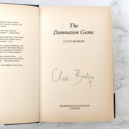 The Damnation Game by Clive Barker SIGNED! [U.K. FIRST EDITION]