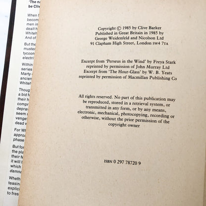 The Damnation Game by Clive Barker SIGNED! [U.K. FIRST EDITION]