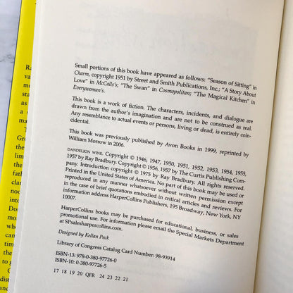 Dandelion Wine by Ray Bradbury [HARDCOVER RE-ISSUE]  2006 • William Morrow