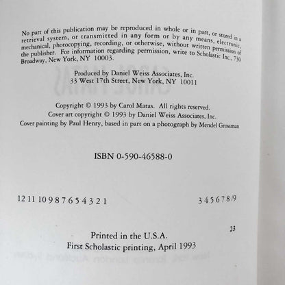 Daniel's Story by Carol Matas [FIRST EDITION / FIRST PRINTING] 1993