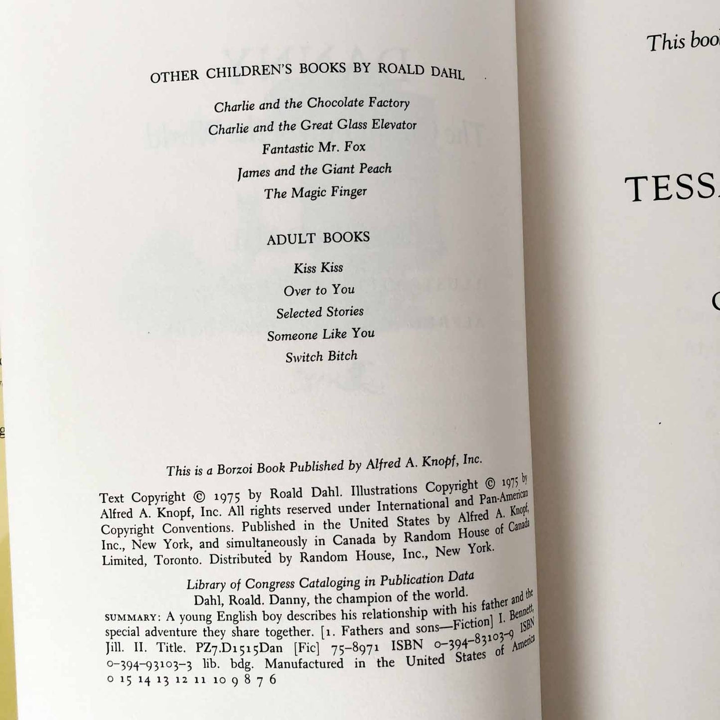 Danny the Champion of the World by Roald Dahl [FIRST EDITION] RARE 2nd State!