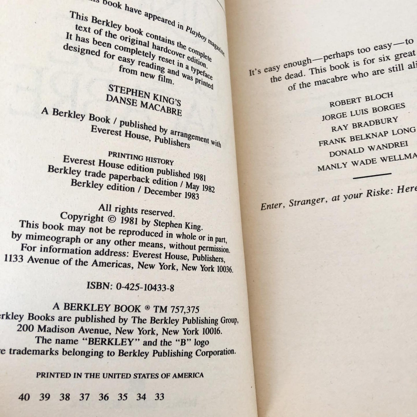 Danse Macabre by Stephen King [1983 PAPERBACK]