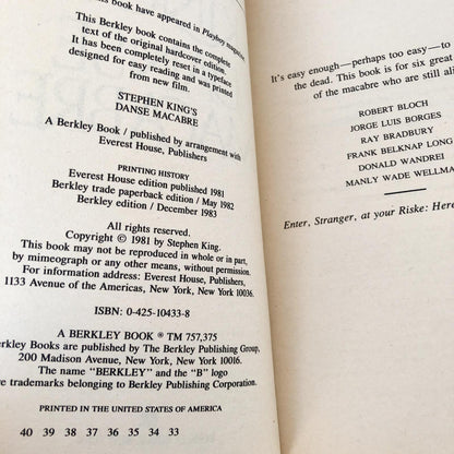 Danse Macabre by Stephen King [1983 PAPERBACK]
