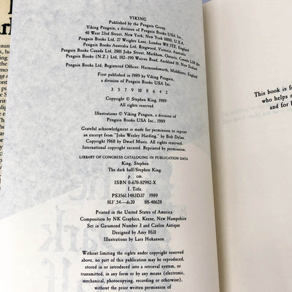 The Dark Half by Stephen King [1989 HARDCOVER]