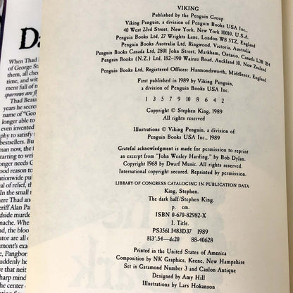 The Dark Half by Stephen King [FIRST EDITION • FIRST PRINTING] 1989 • Viking