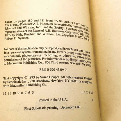 The Dark is Rising by Susan Cooper [1989 PAPERBACK]