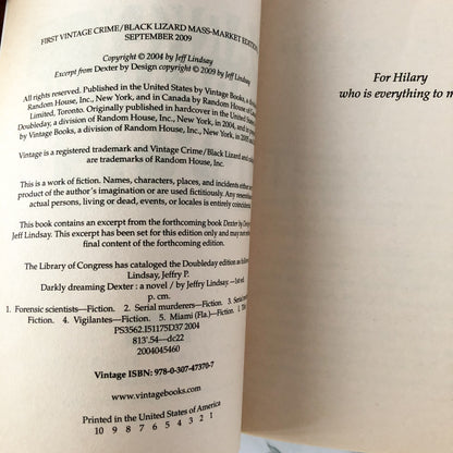 Darkly Dreaming Dexter by Jeff Lindsay [2009 PAPERBACK] - Bookshop Apocalypse