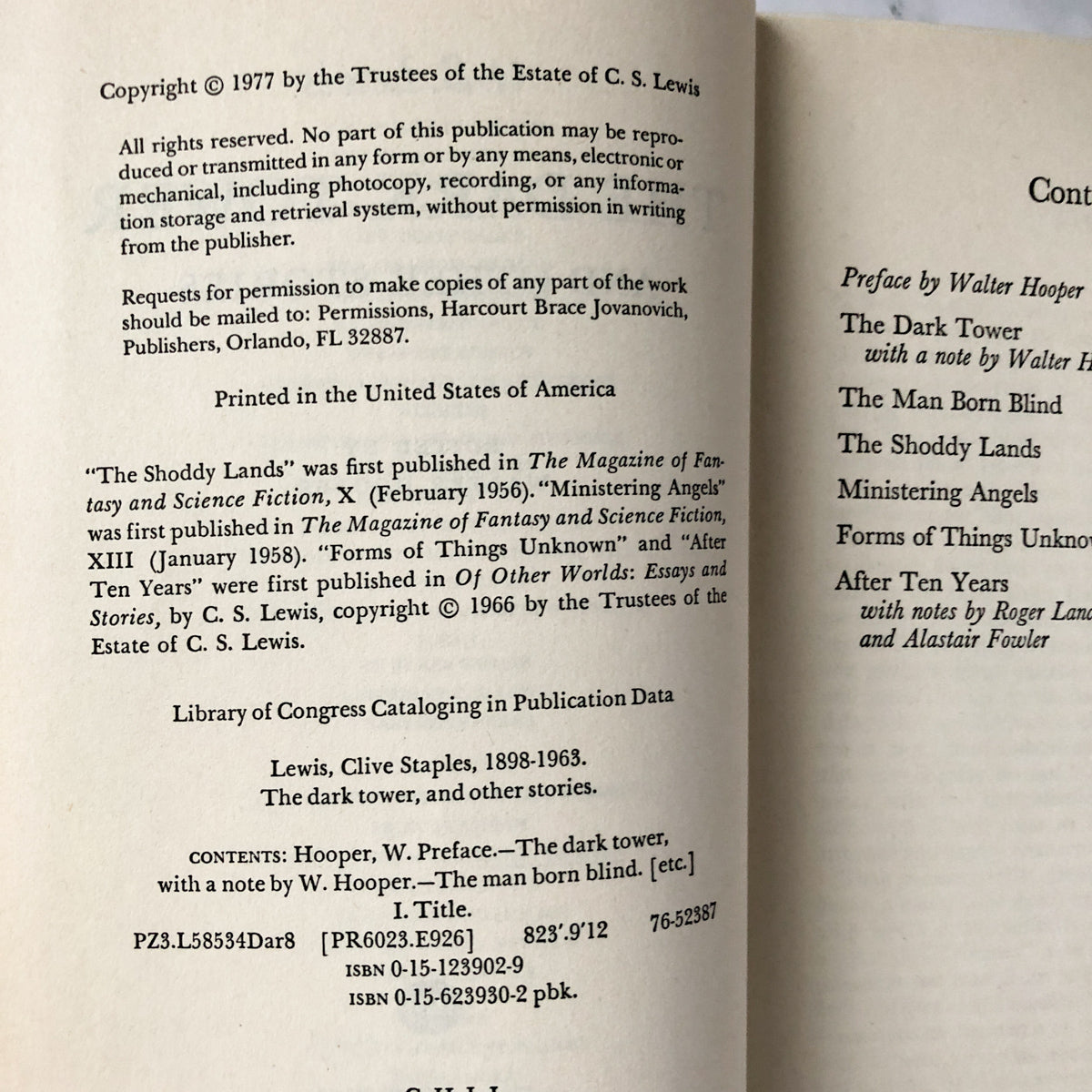 The Dark Tower & Other Stories by C.S. Lewis [TRADE PAPERBACK / 1977] - Bookshop Apocalypse