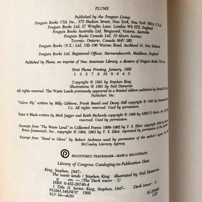 The Waste Lands by Stephen King [FIRST PLUME PRINTING / 1992] - Bookshop Apocalypse