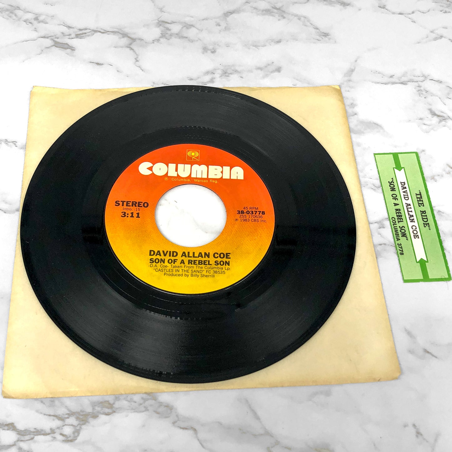 David Allan Coe – The Ride [7" VINYL SINGLE] 1983 • Columbia