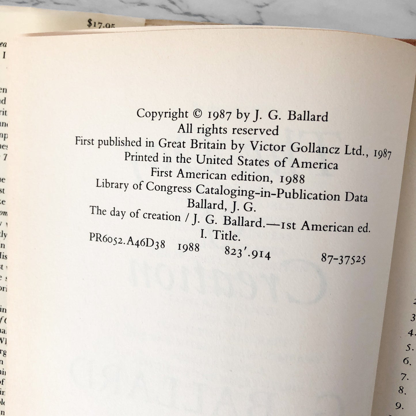 The Day of Creation by J.G. Ballard [FIRST EDITION / FIRST PRINTING] 1987
