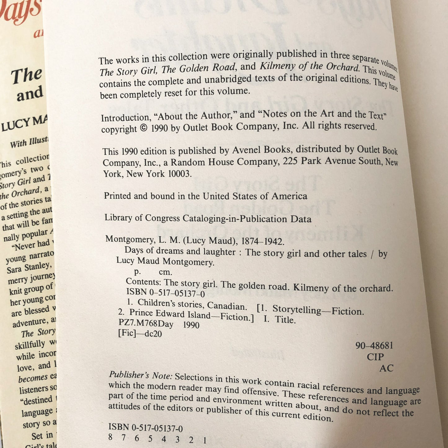 Days of Dreams and Laughter: The Story Girl & Other Tales by L.M. Montgomery [HARDCOVER OMNIBUS] 1990 • Avenel