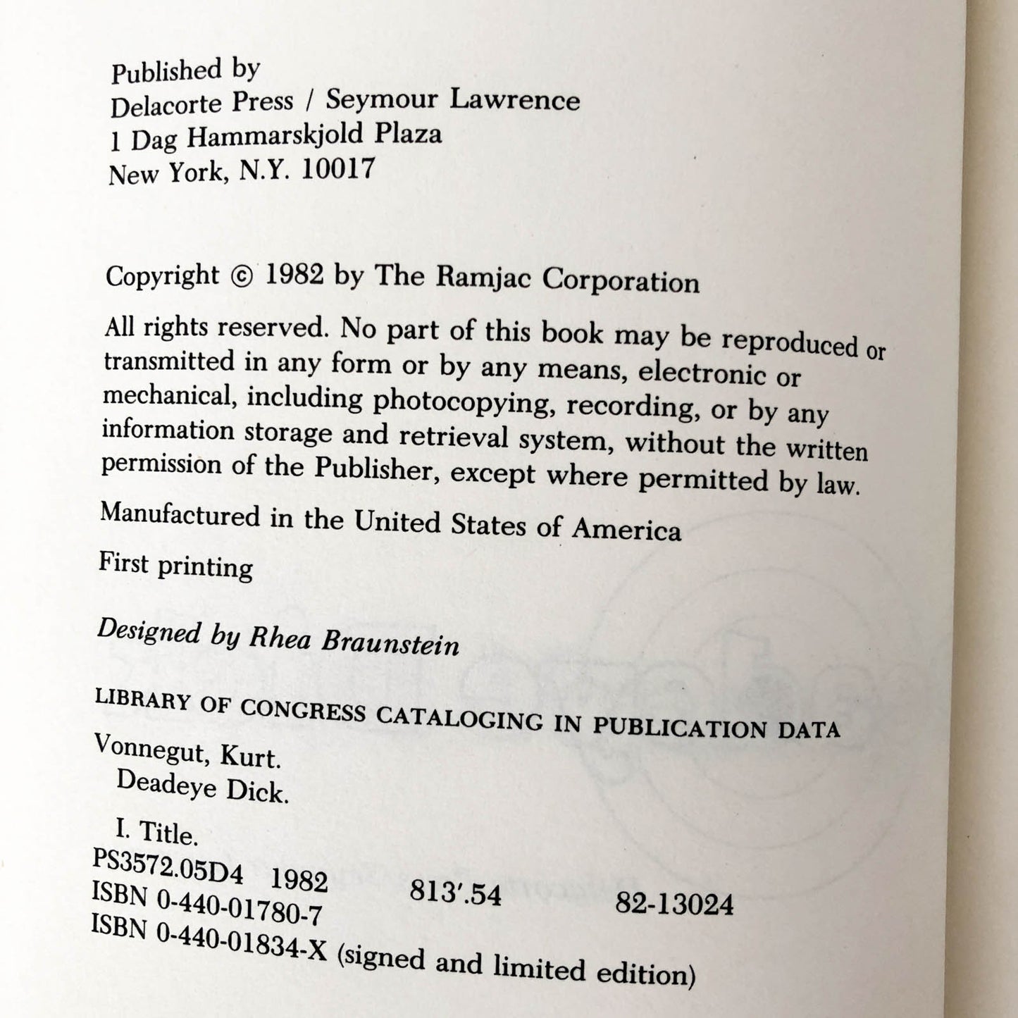 Deadeye Dick by Kurt Vonnegut [FIRST EDITION / FIRST PRINTING]