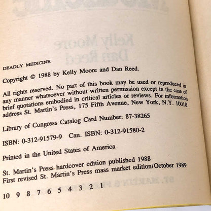 Deadly Medicine by Kelly Moore & Dan Reed [FIRST PAPERBACK PRINTING] 1989