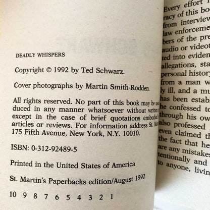Deadly Whispers by Ted Schwarz [FIRST EDITION PAPERBACK / 1992]