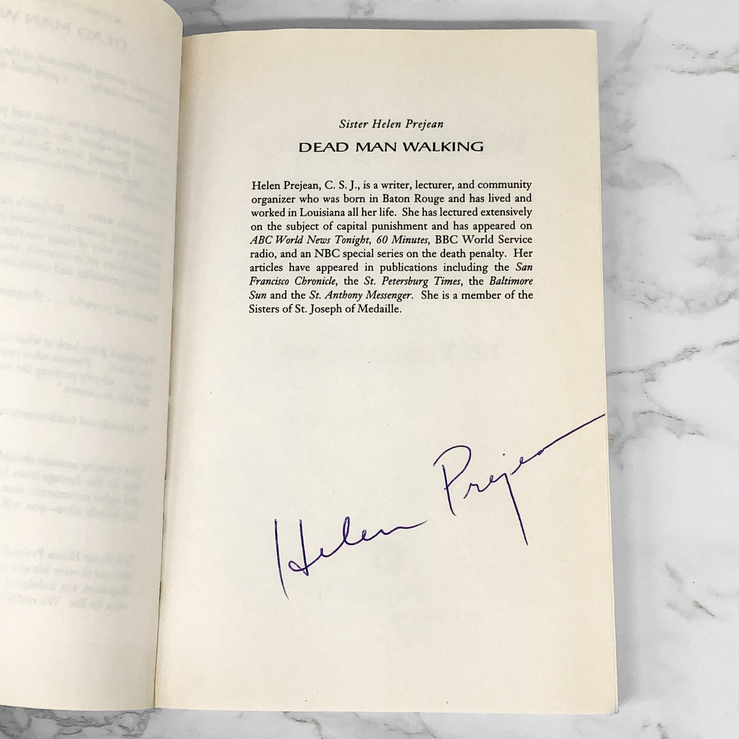 Dead Man Walking by Helen Prejean SIGNED! [TRADE PAPERBACK] 1995