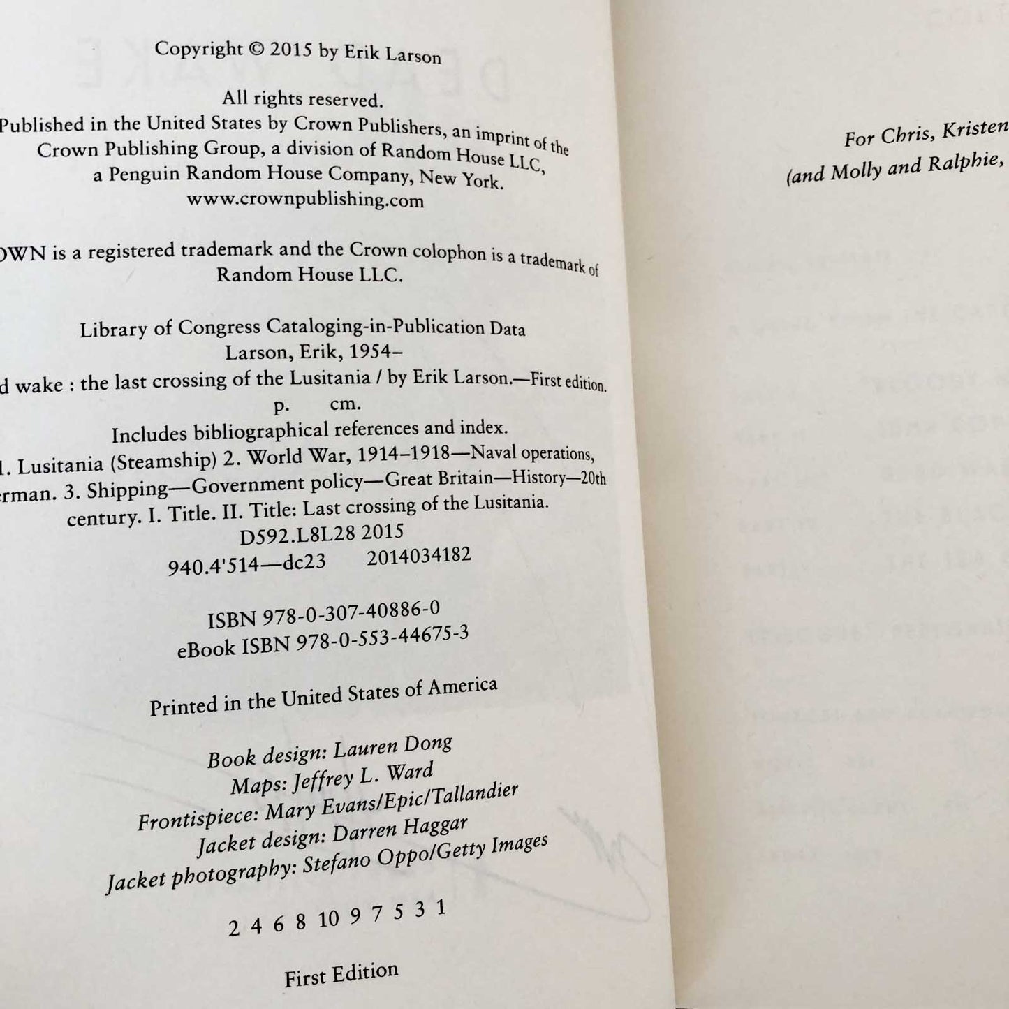 Dead Wake: The Last Crossing of the Lusitania by Erik Larson SIGNED! [FIRST EDITION / FIRST PRINTING]