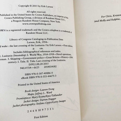 Dead Wake: The Last Crossing of the Lusitania by Erik Larson SIGNED! [FIRST EDITION / FIRST PRINTING]