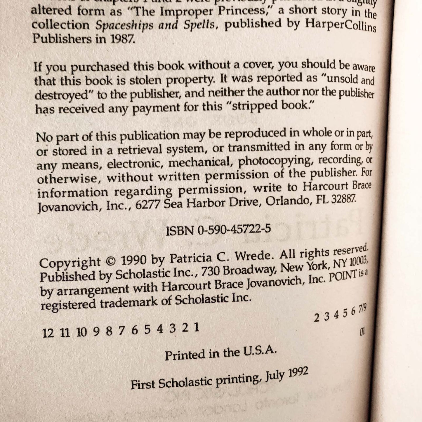 Dealing With Dragons by Patricia C. Wrede [FIRST PAPERBACK PRINTING] 1990 Point Fantasy