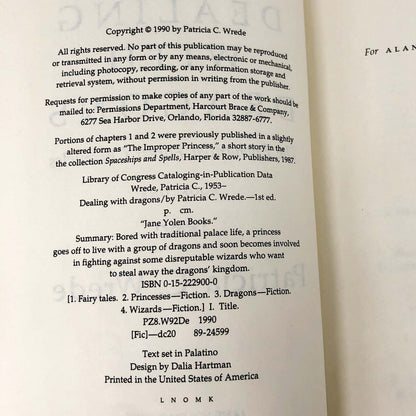Dealing With Dragons by Patricia C. Wrede [FIRST EDITION] 1990