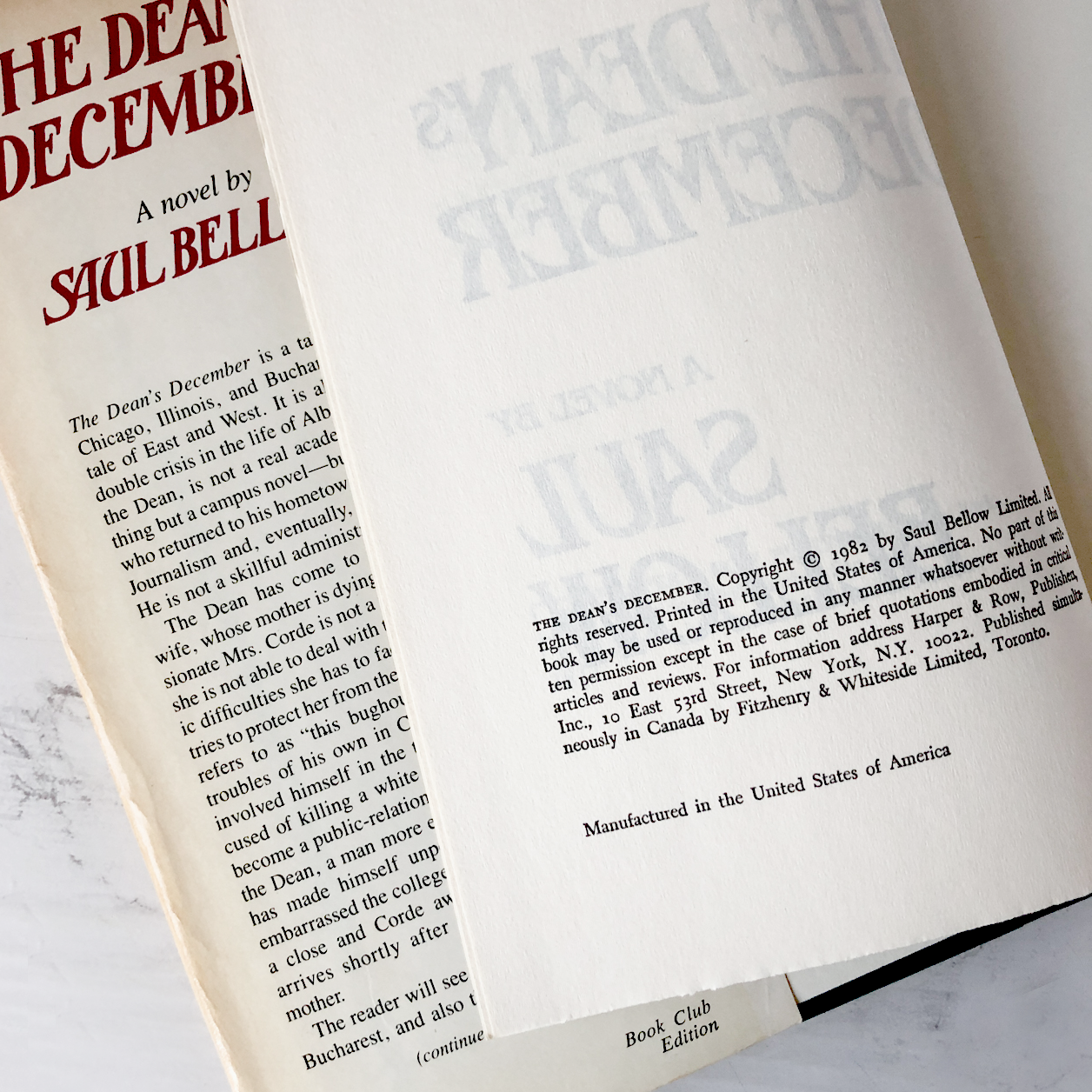 The Dean's December by Saul Bellow [1982 HARDCOVER]