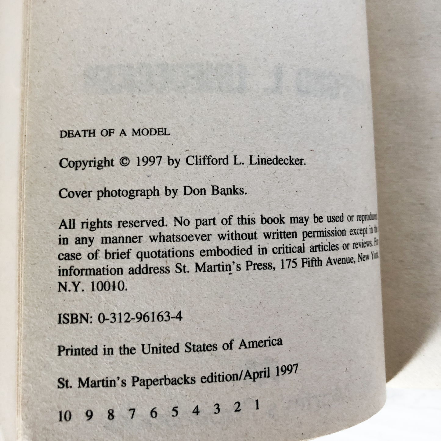 Death of a Model by Clifford L. Linedecker - Bookshop Apocalypse