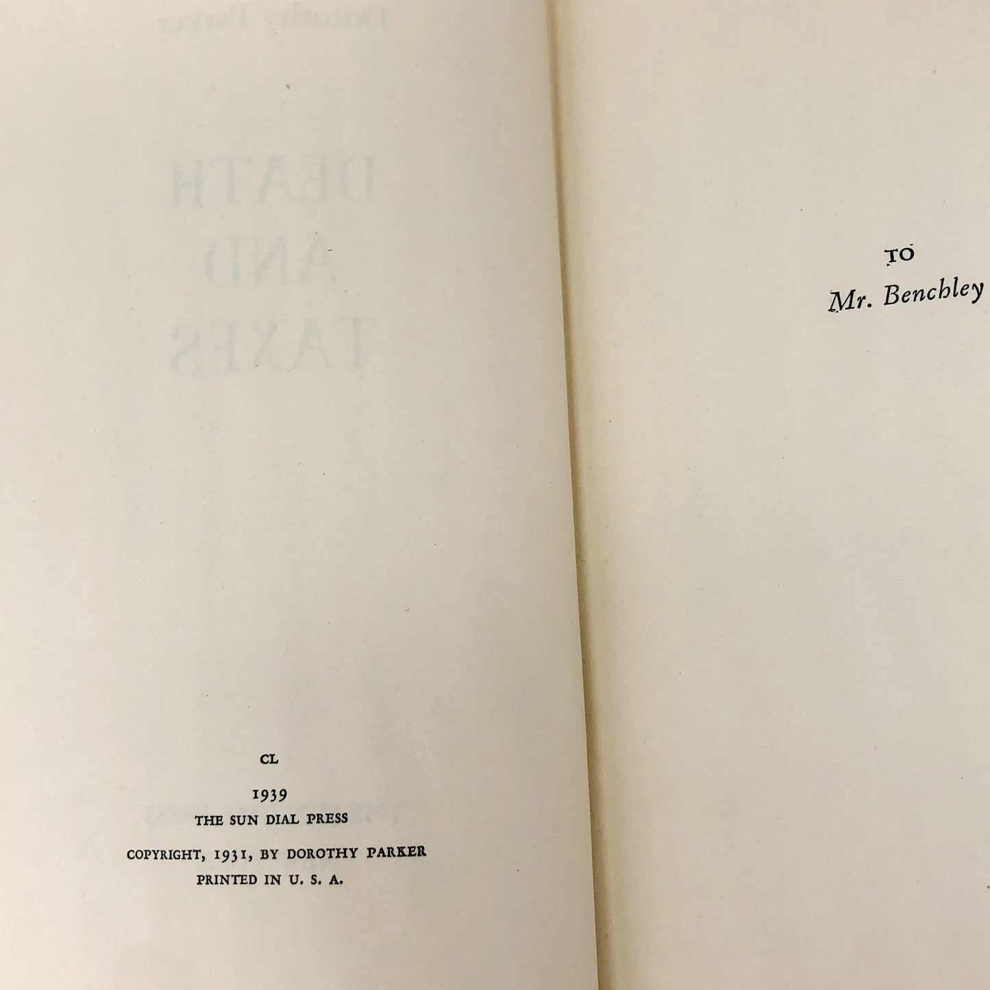 Death and Taxes by Dorothy Parker [SECOND EDITION] 1939 • Sun Dial Press