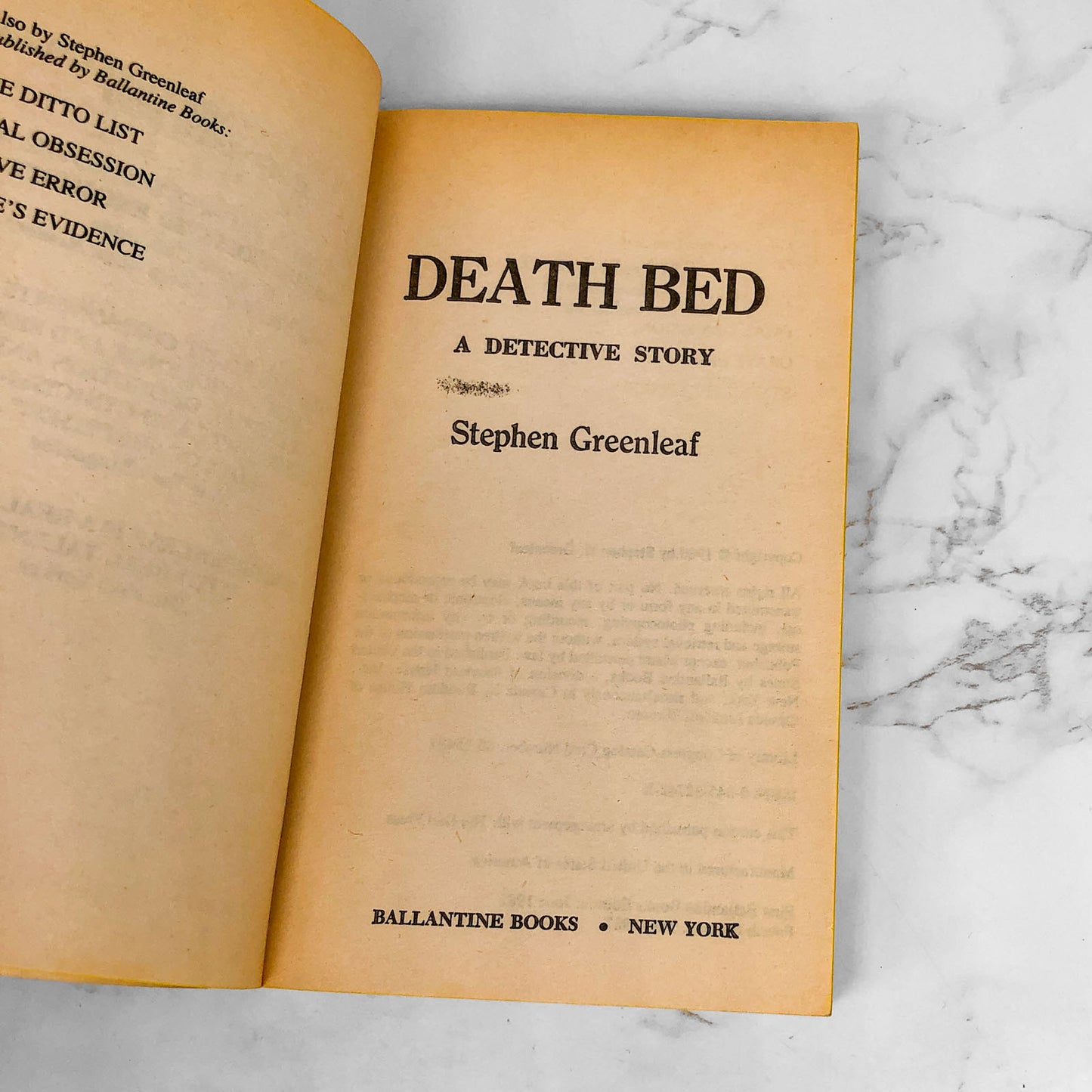 Death Bed by Stephen Greenleaf [1987 PAPERBACK] • Ballantine • John Marshall Tanner #2