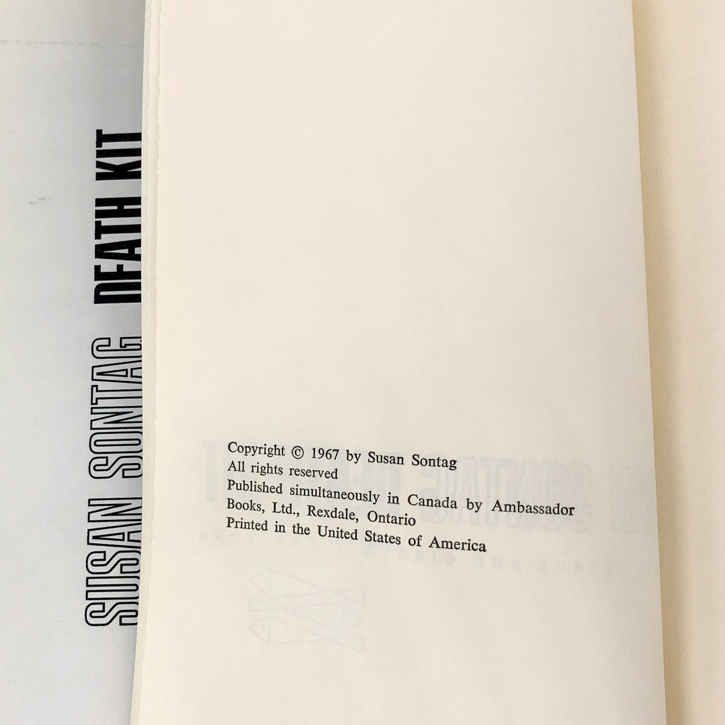 Death Kit by Susan Sontag [1967 HARDCOVER]