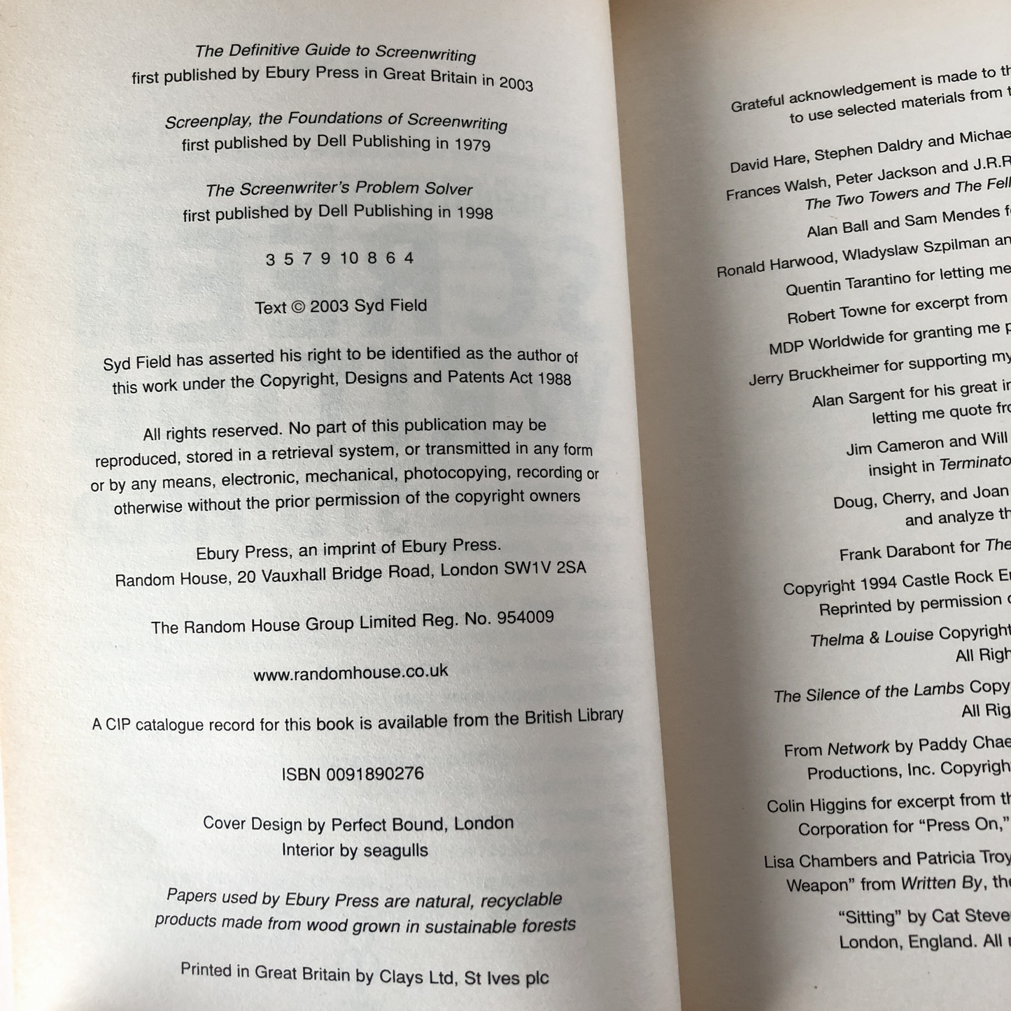 The Definitive Guide to Screenwriting by Syd Field [1998 UK TRADE PAPERBACK] - Bookshop Apocalypse