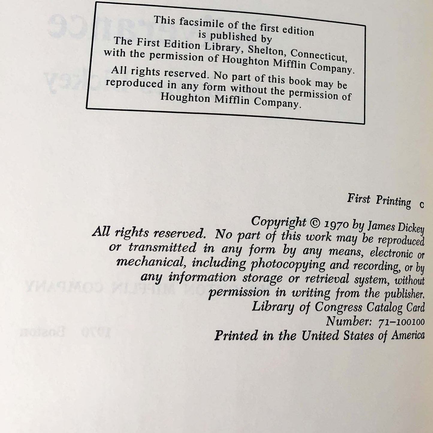 Deliverance by James Dickey [FIRST EDITION FACSIMILE]