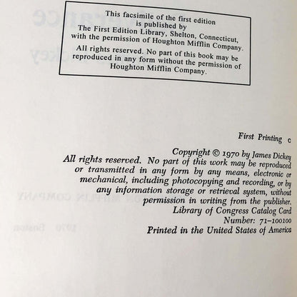 Deliverance by James Dickey [FIRST EDITION FACSIMILE]