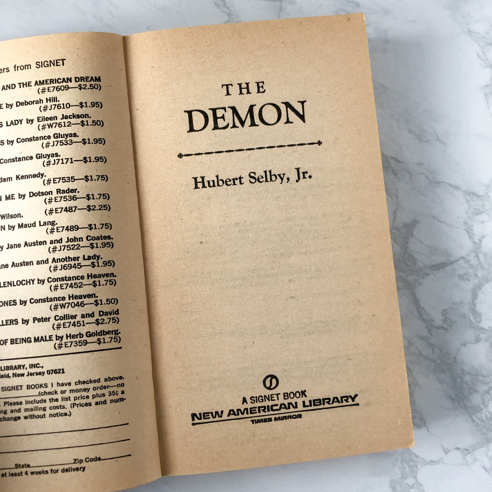 The Demon by Hubert Selby Jr. [FIRST PAPERBACK PRINTING] - Bookshop Apocalypse