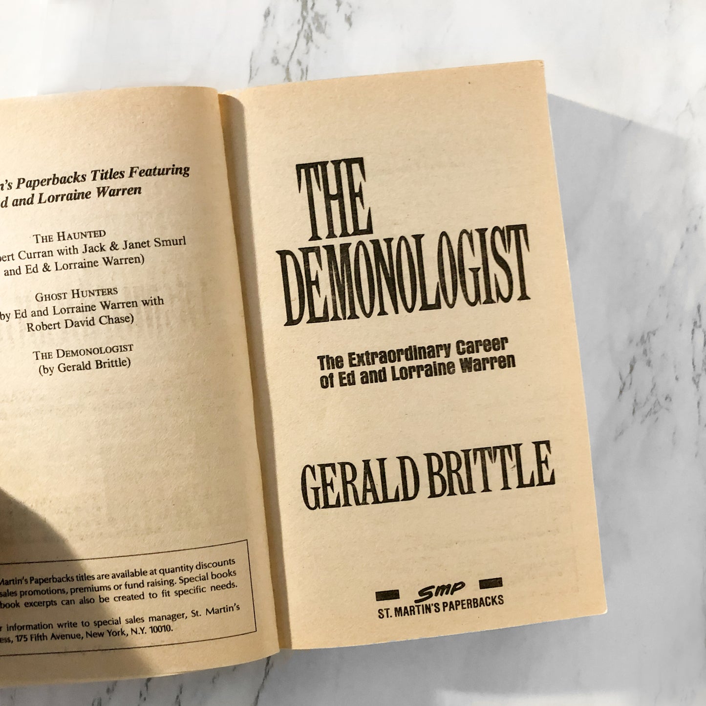 The Demonologist: The Extraordinary Career of Ed and Lorraine Warren by Gerald Brittle [1991 PAPERBACK]