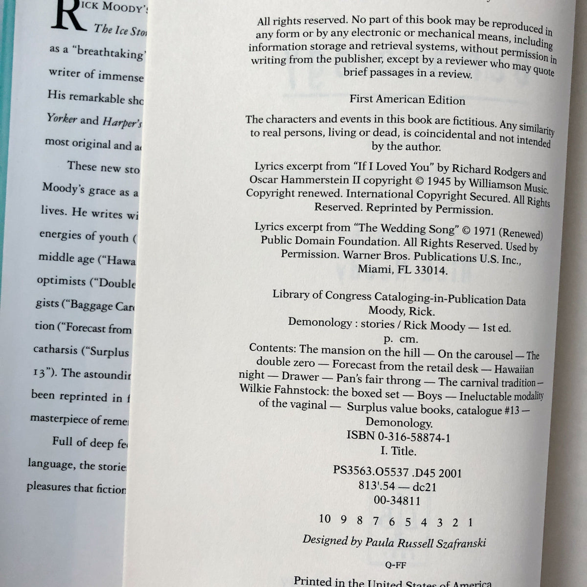 Demonology: Stories by Rick Moody [FIRST EDITION / FIRST PRINTING] - Bookshop Apocalypse