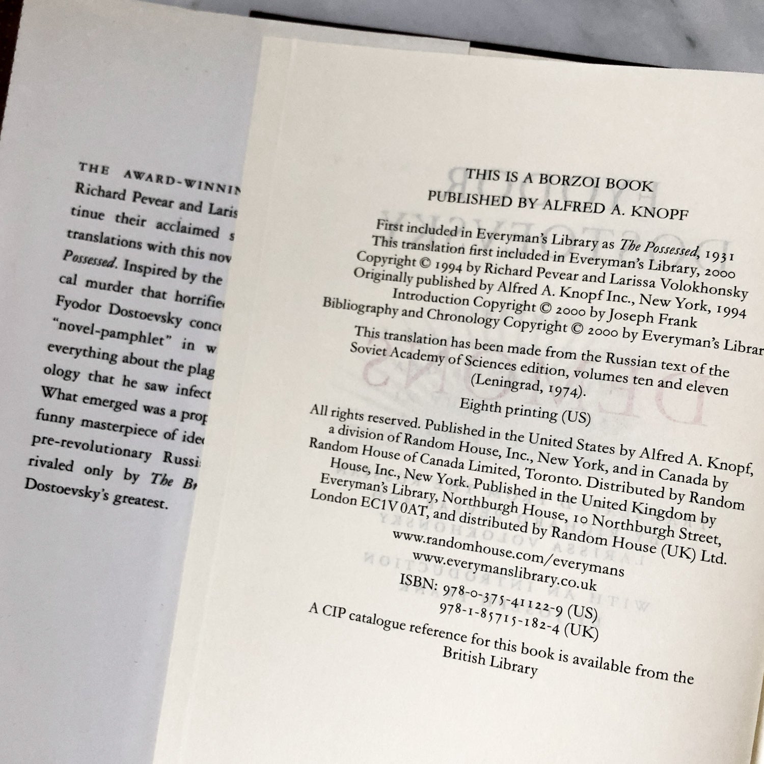 Demons aka The Possessed by Fyodor Dostoevsky [EVERYMAN'S LIBRARY] - Bookshop Apocalypse