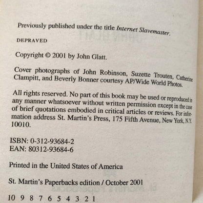Depraved by John Glatt [FIRST PRINTING / 2001]
