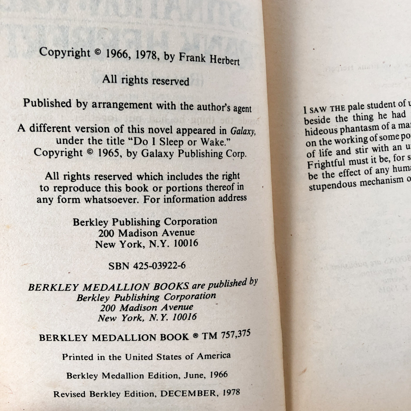 Destination Void by Frank Herbert [REVISED PAPERBACK / 1978]