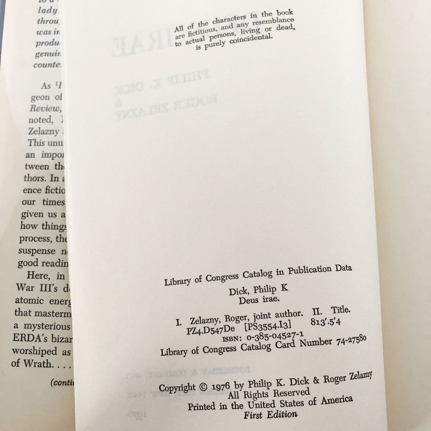 Deus Irae by Philip K. Dick & Roger Zelazny [FIRST EDITION • FIRST PRINTING] 1976 • Doubleday