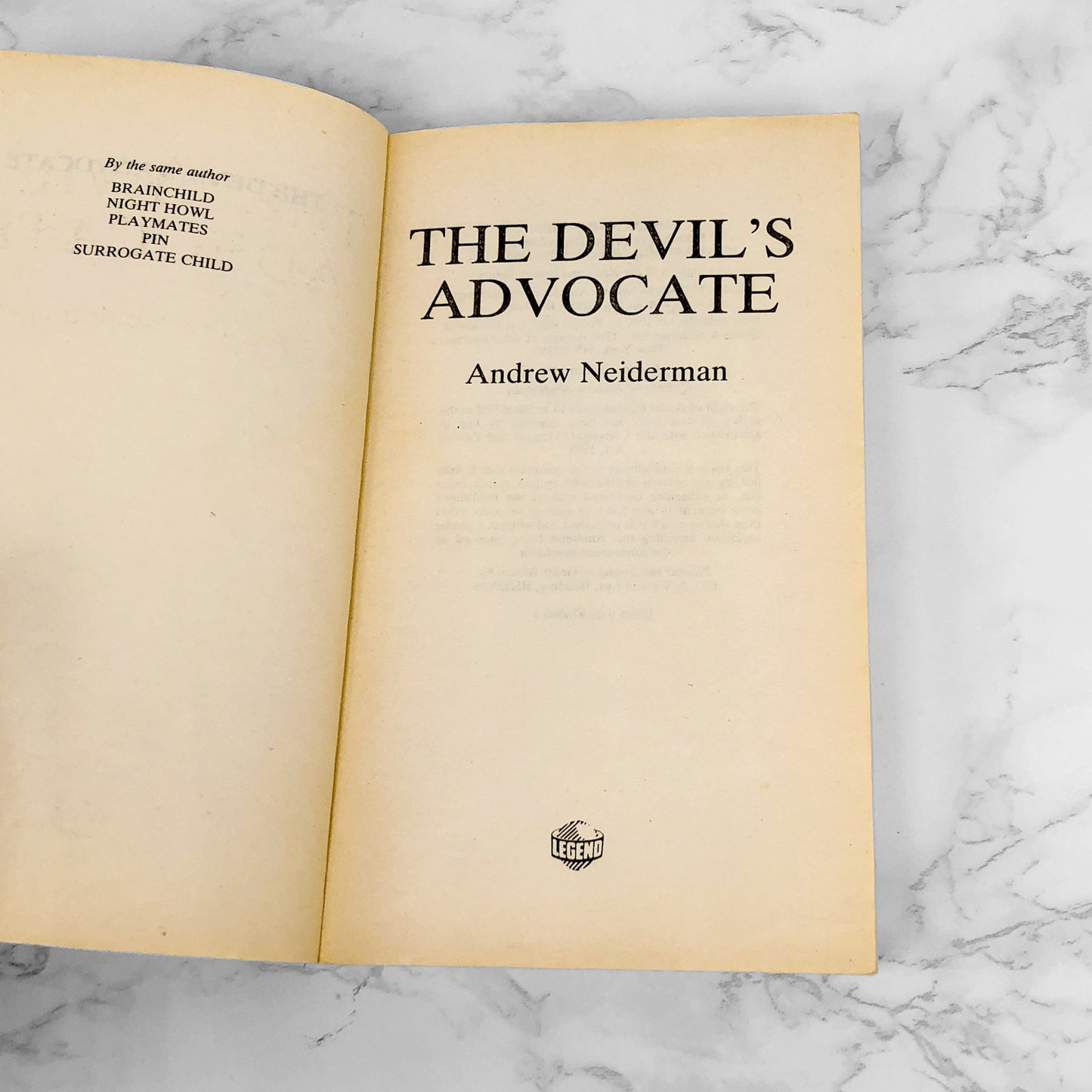 The Devil's Advocate by Andrew Neiderman [1991 U.K. PAPERBACK]