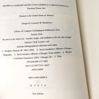 The Devil in the White City by Erik Larson [FIRST EDITION PAPERBACK] 2003