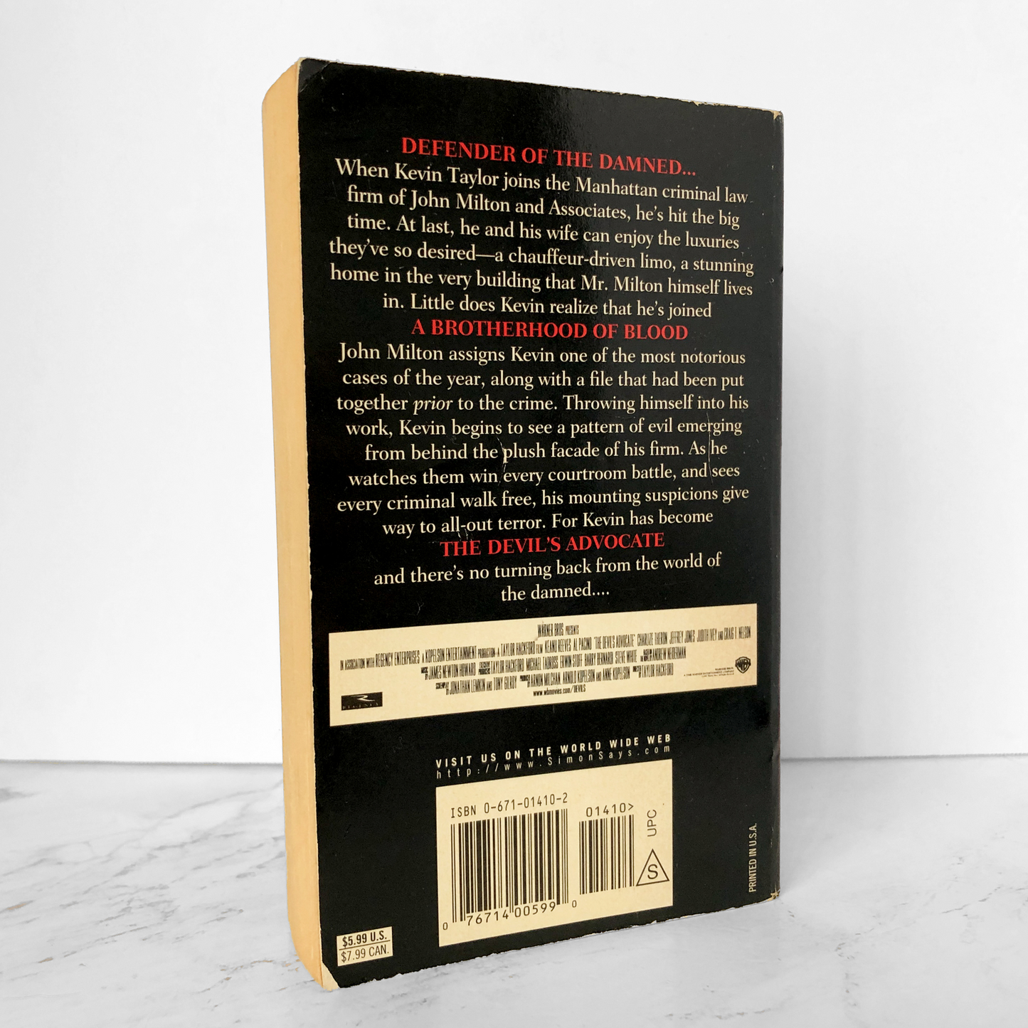 The Devil's Advocate by Andrew Neiderman [MOVIE TIE-IN PAPERBACK] 1997