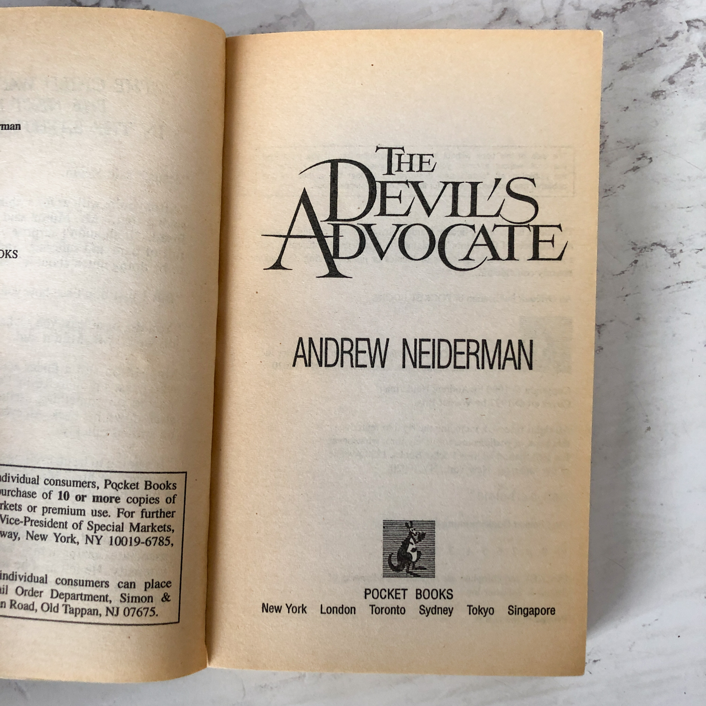 The Devil's Advocate by Andrew Neiderman [MOVIE TIE-IN PAPERBACK] 1997