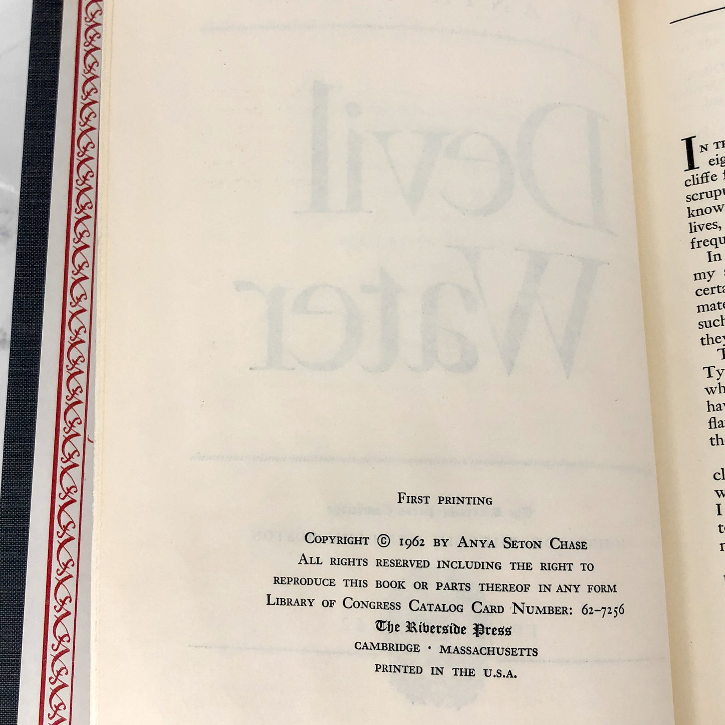 Devil Water by Anya Seton [FIRST EDITION • FIRST PRINTING] 1962 • Houghton Mifflin