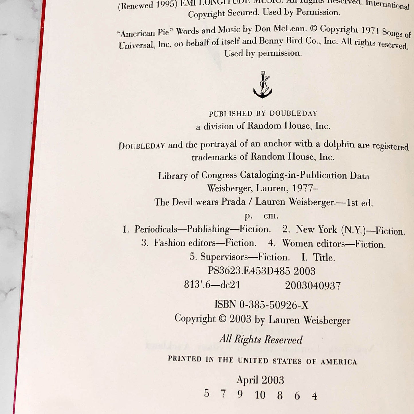 The Devil Wears Prada by Lauren Weisberger [FIRST EDITION] 2003