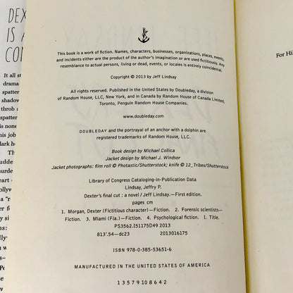 Dexter's Final Cut by Jeff Lindsay [FIRST EDITION] 2013 • Dexter #7